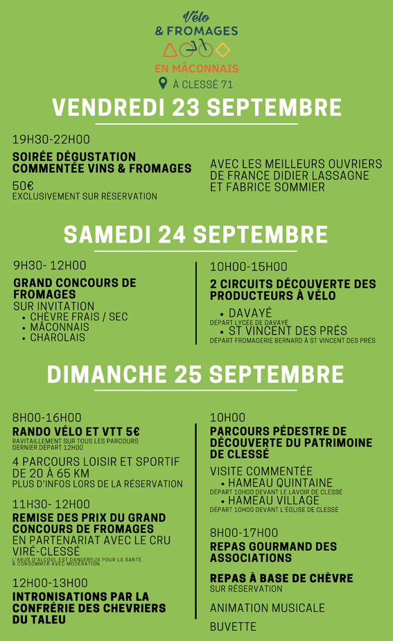 Programmation évènements Vélo et Fromages en Mâconnais